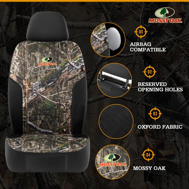 MOSSY OAK Low Back Camo Seat Covers, Airbag Compatible, Universial Fit, Fit Most Bucket Seats - Made with Premium Rip-Stop Oxford Fabric - Official Licensed Product - Image 3